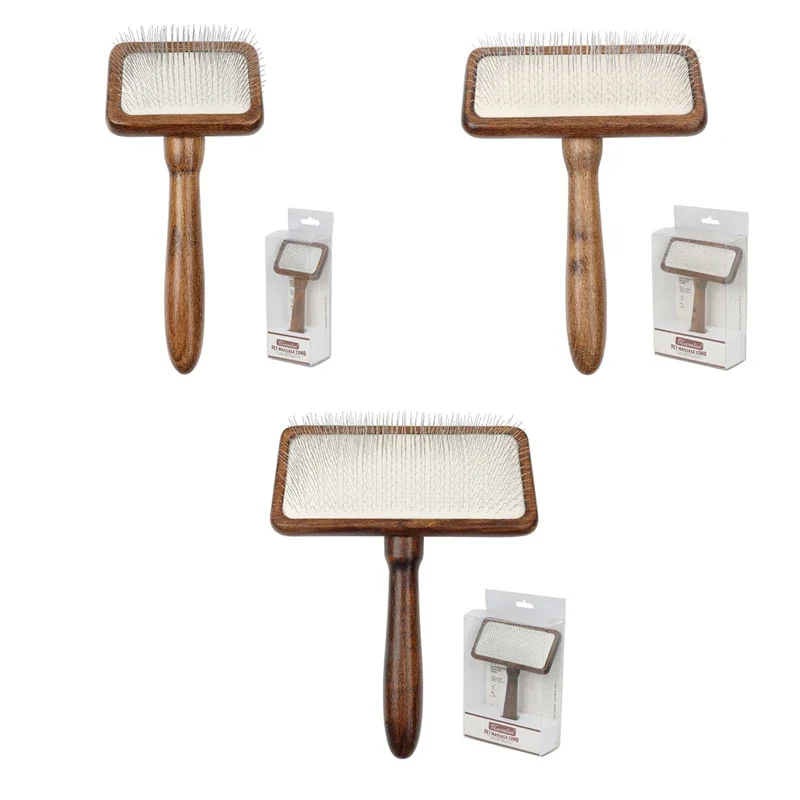 Cepillo de pelo para Gato, cojín de aire, peine para gatos, cepillo para quitar el pelo para perros, peine de acero inoxidable para pelo largo, suministros de limpieza para perros