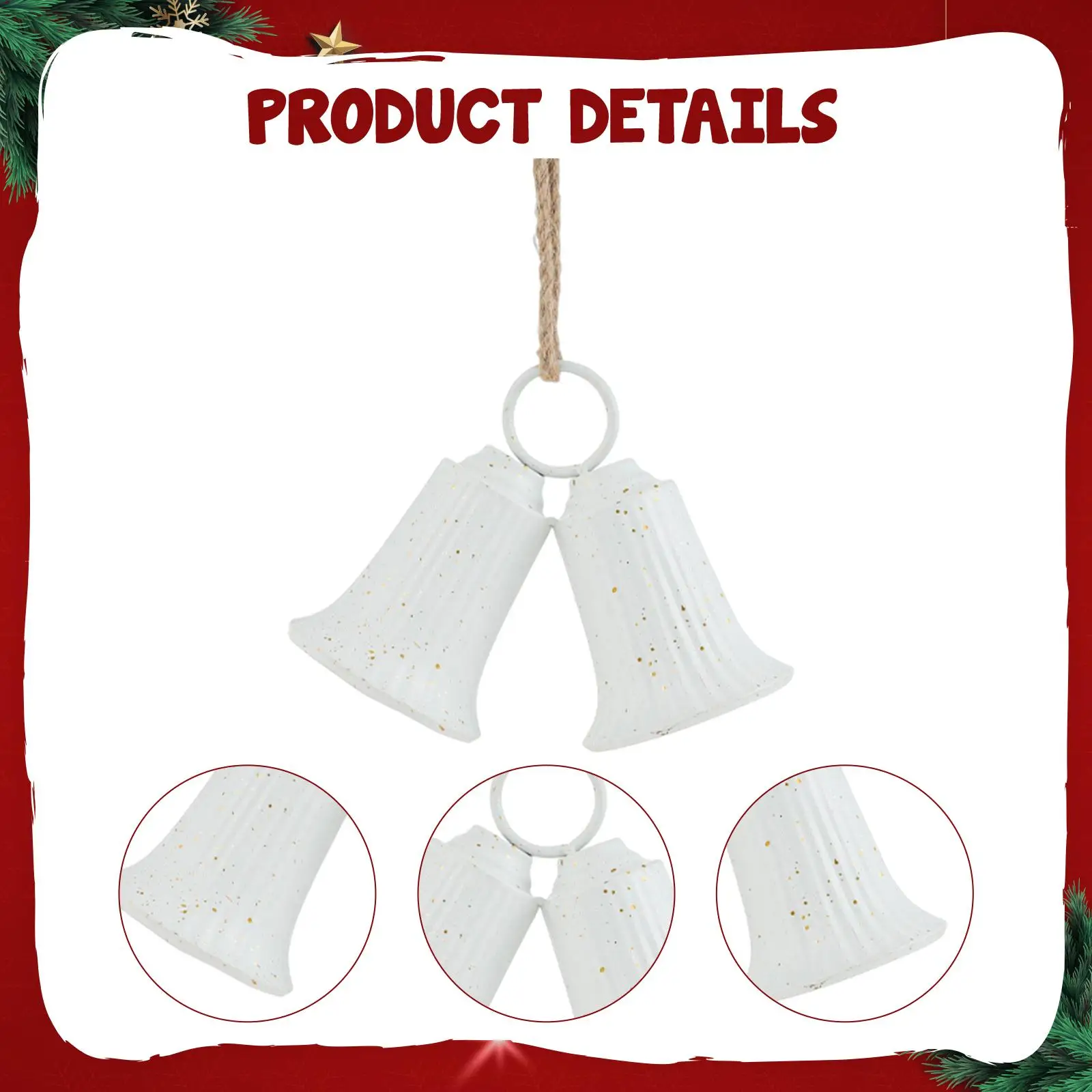 Christmas Tree Bell Hanging Decoration Iron Bells Ornament Jute Rope Decoration