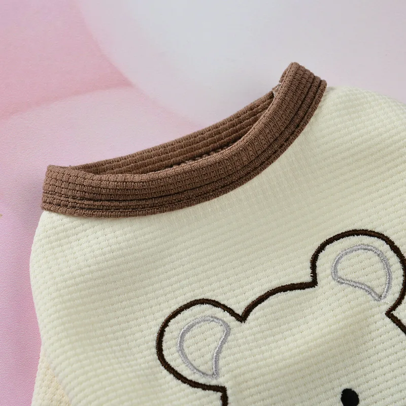 Primavera/Verano, vestido para parejas de mascotas, vestido de gato de peluche, camiseta tipo gofre, ropa para perros pequeños Schnauzer, ropa para perros pequeños, ropa para cachorros - imagen 3