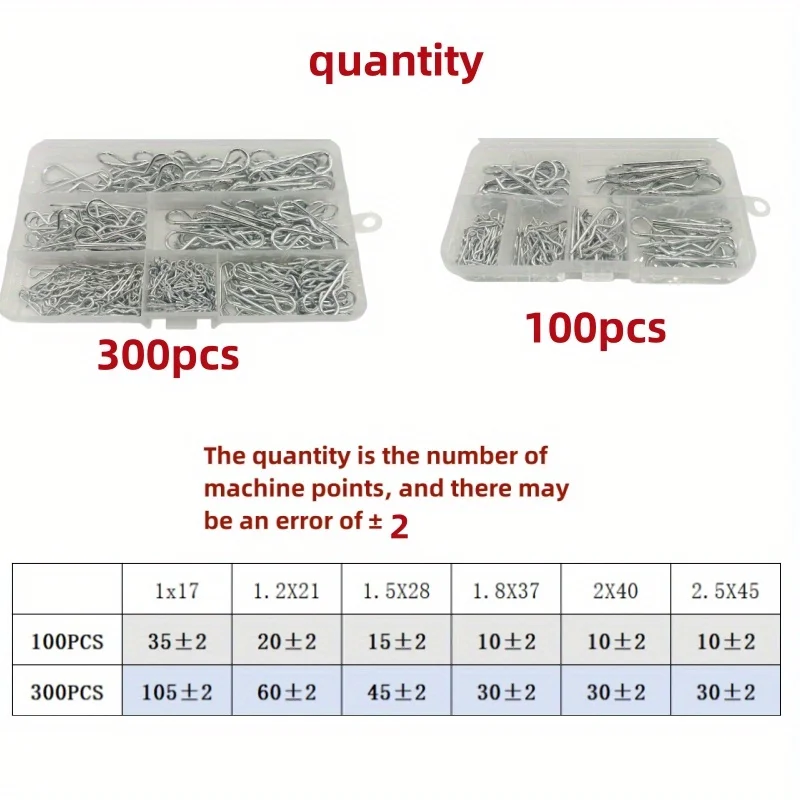 Juego de pasadores abiertos de acero galvanizado de alta resistencia de 100/300 piezas: 6 tamaños, tuercas y pernos de seguridad para automóviles, cortacésped - imagen 3