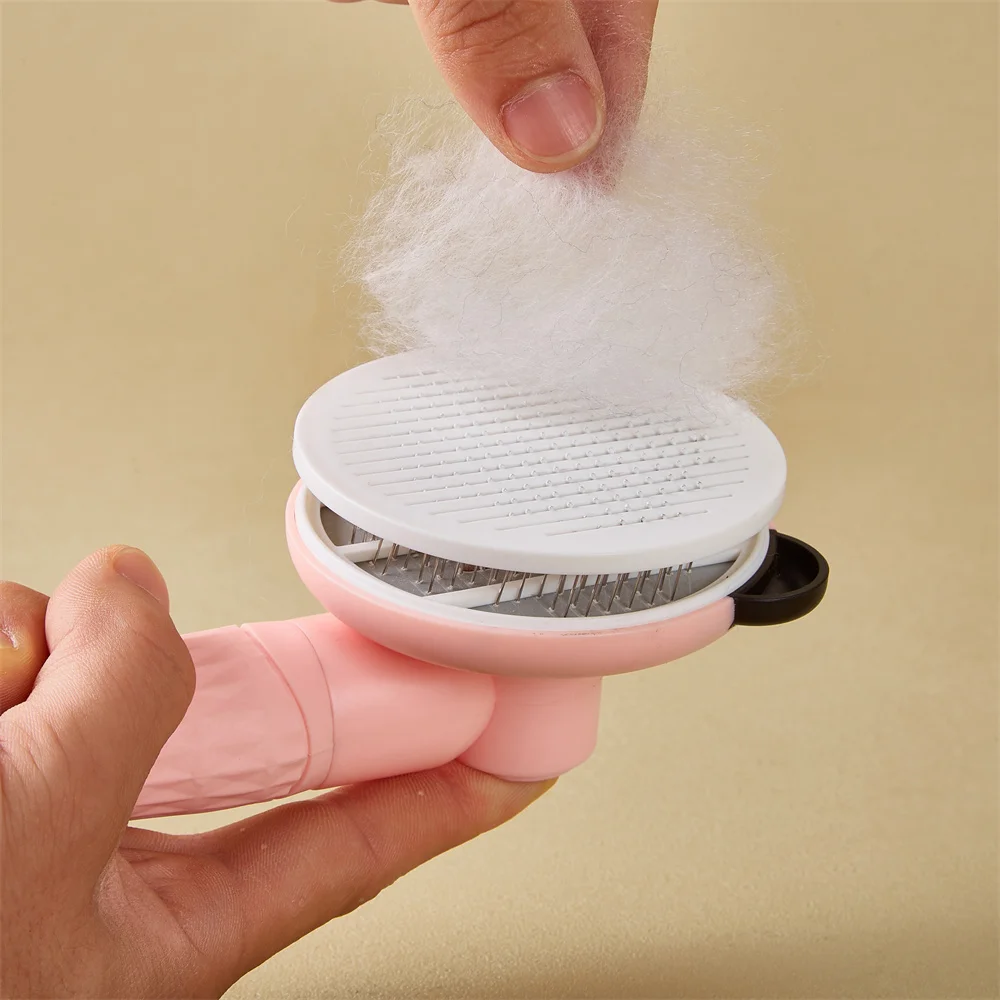 Cepillo removedor de pelo para mascotas, peine de aguja para el cuidado de mascotas, elimina enredos, autolimpieza, suministros, accesorios - imagen 5