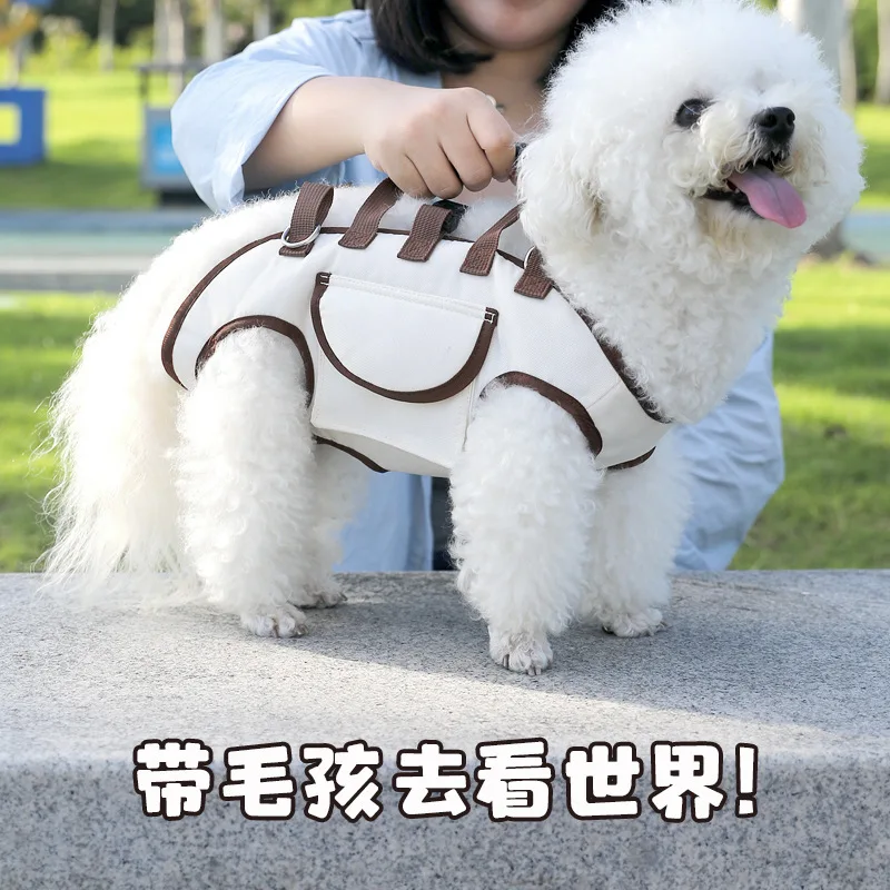 Bolso de hombro para mascotas, chaleco oblicuo portátil, cuerda de tracción para perros, suministros para mascotas de tres piezas - imagen 3