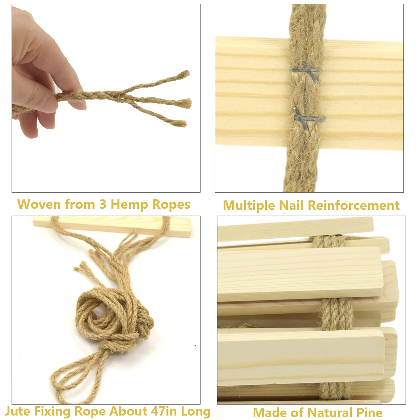 Escalera de puente de madera para gatos, cuerda de Sisal montada en la pared, árboles para gatos, escalones de pared, rascador para gatitos, juguetes escaladores, muebles de actividades para gatitos DIY ​ - imagen 5