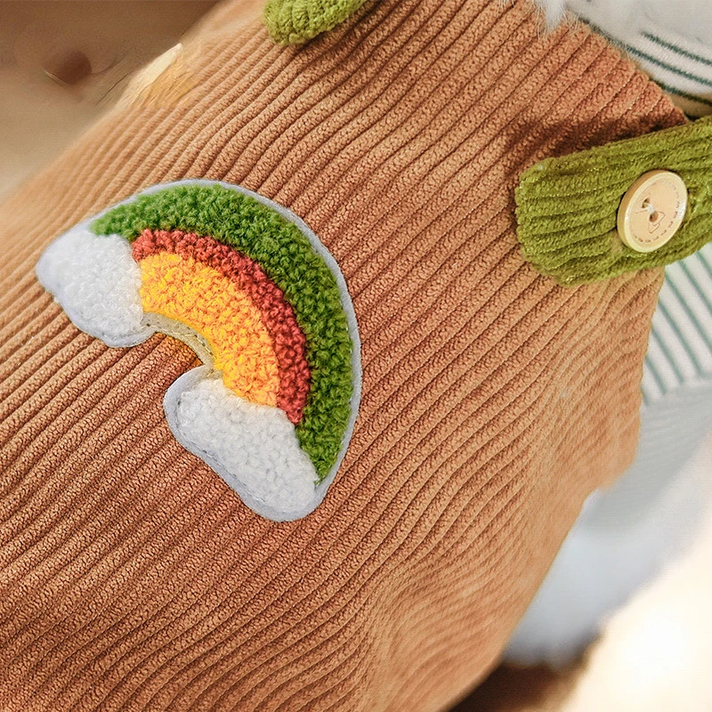 Ropa de cachemira para mascotas, mono con tirantes de arcoíris, cálido y cómodo, diseño de moda, invierno, Ins, novedad - imagen 3
