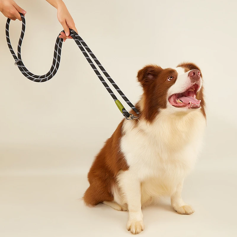 CAWAYI KENNEL-Perrera de nailon reflectante con doble correa para mascotas, cuerda de tracción para correr, manos libres, cadena para perros grandes - imagen 4