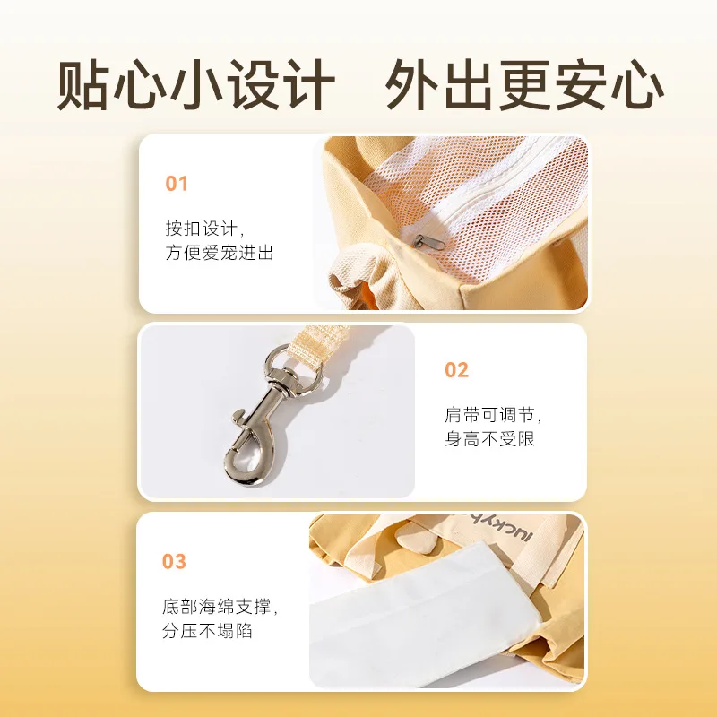 Bandolera portátil de viaje para salir, bolsa para perros, bolsas de mano transpirables ajustables de gran capacidad para gatos - imagen 4