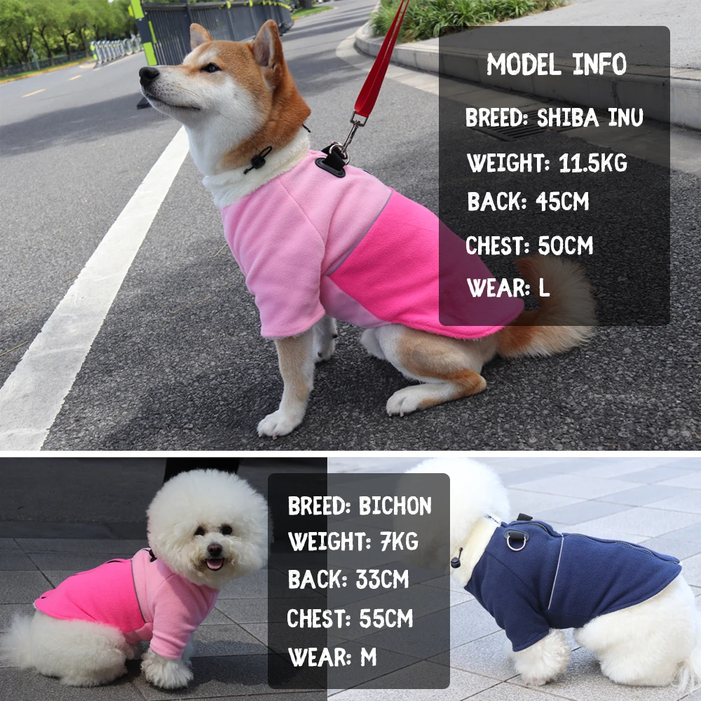 Abrigo con correa y anillo en D para perro, ropa cálida de invierno, chaqueta de lana Polar para perros pequeños, abrigo suave con cremallera para cachorro para Yorkshire - imagen 5