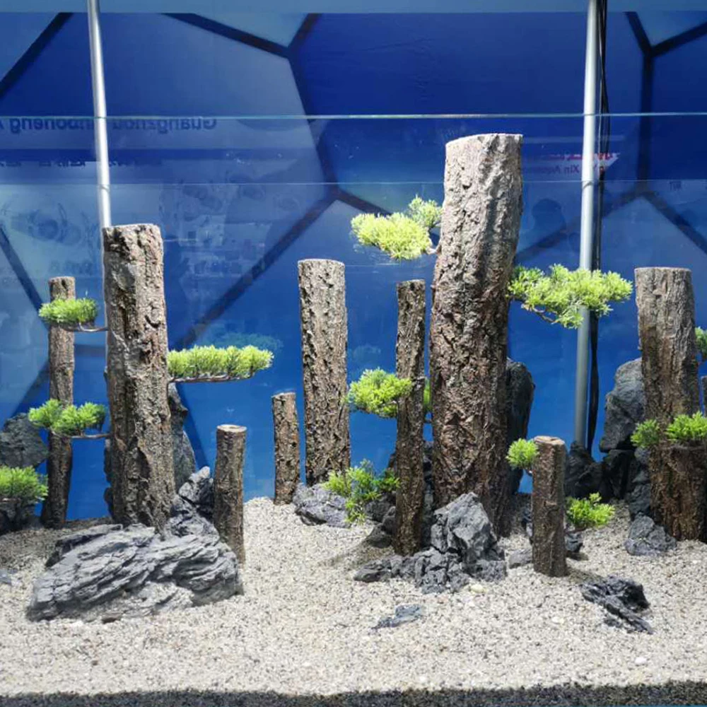 Adornos de acuario de paisaje de bosque tropical, tocón de árbol de madera flotante de simulación aleatoria para acuario, ocultar y decoración, 1 ud.