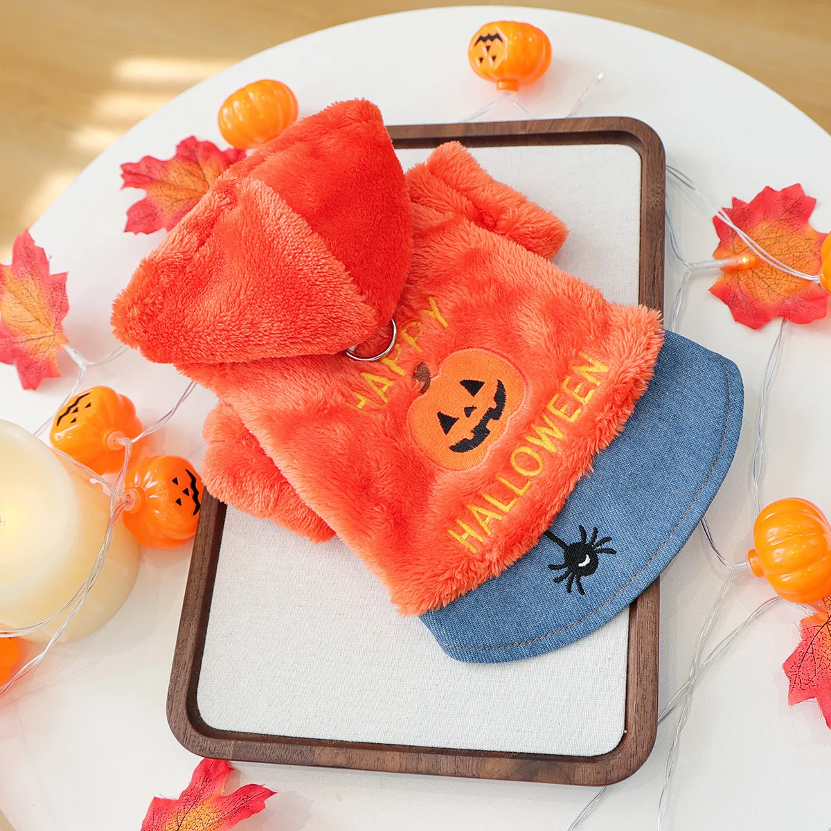 Sudadera con capucha de Halloween para mascotas, abrigo de calabaza de felpa bonito para gatos, abrigo informal de Halloween, ropa para perros pequeños, Otoño/Invierno - imagen 5