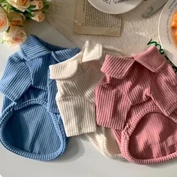 Camisa básica de manga de mosca con solapa para mascotas, ropa de cuello alto para gatos, camisa Base para mascotas, ropa de otoño e invierno con capucha para perros, ropa para cachorros