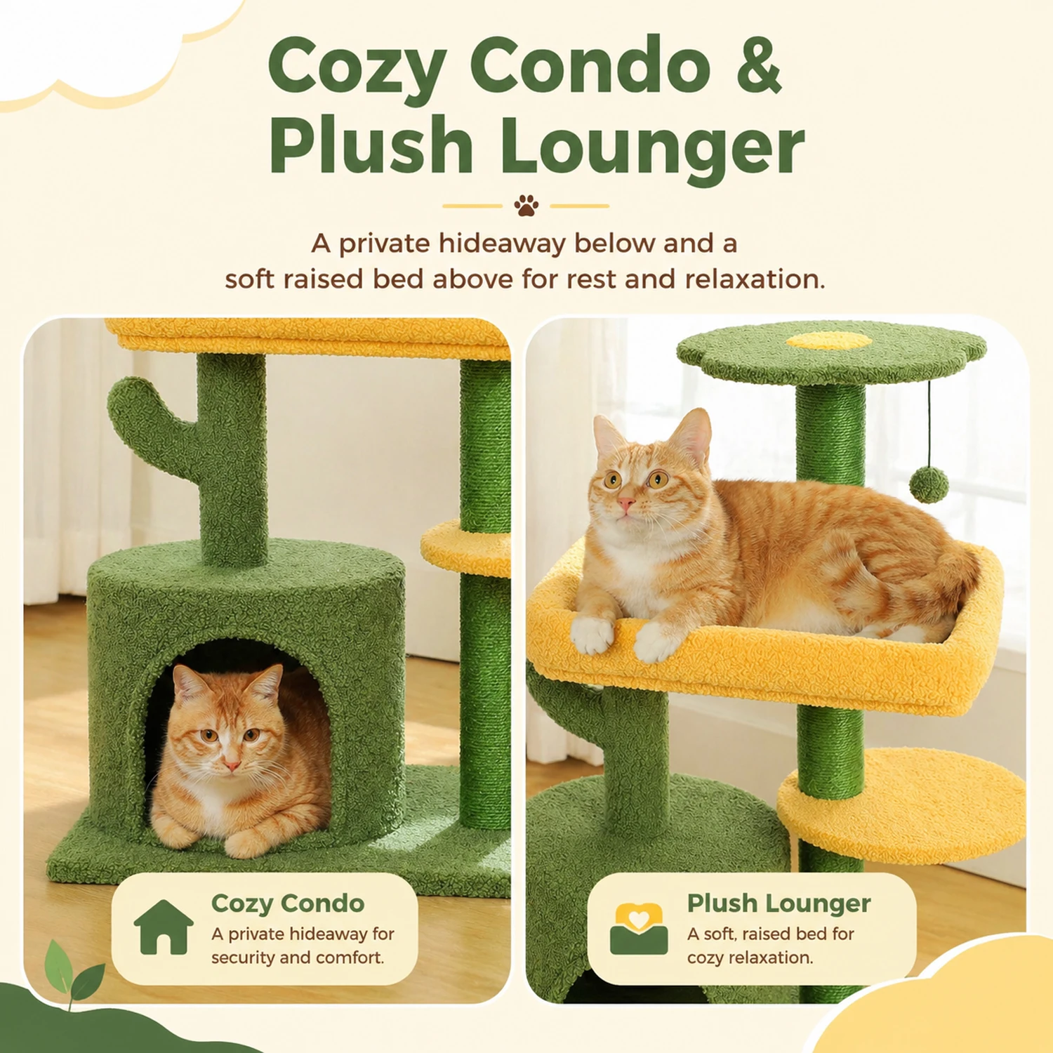 Árbol rascador para gatos de interior con plataformas y postes - imagen 2