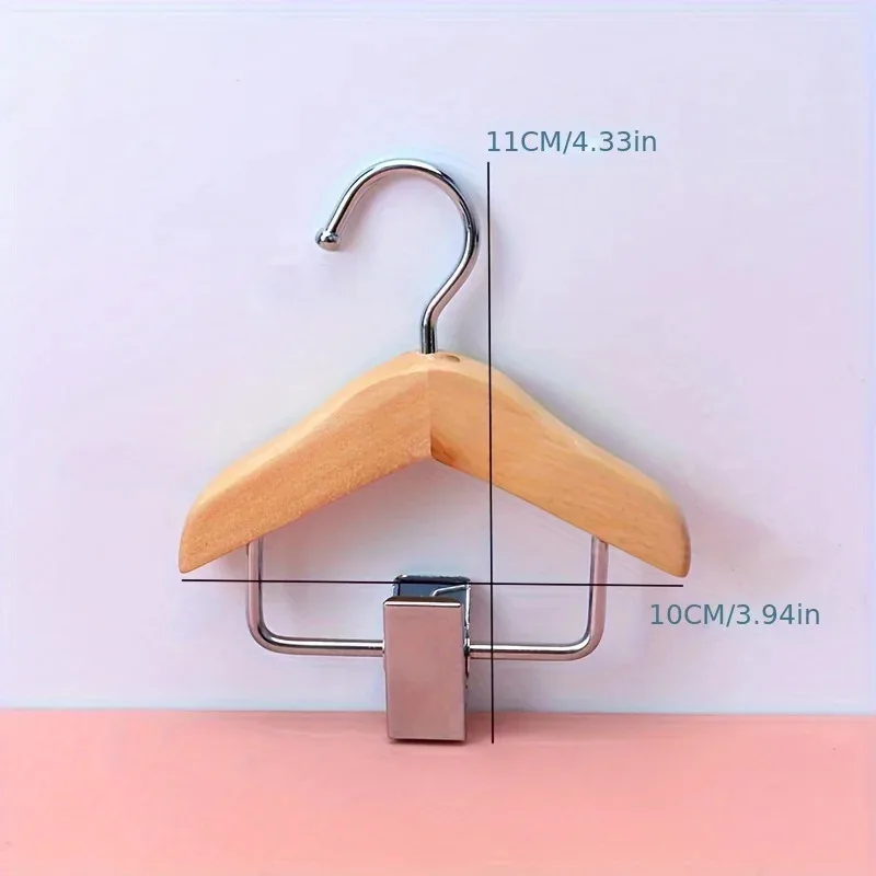 Percha de madera una pieza con pinzas mini para ropa gatos y perros - imagen 3