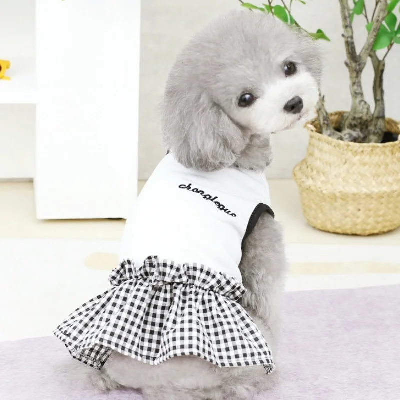Vestido veraniego de cuadros estilo princesa para perros y gatos - imagen 3