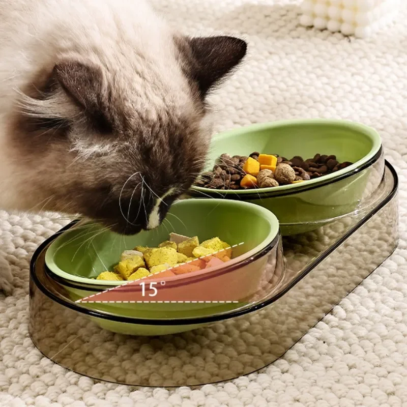 Cuenco de comida para perros, cuenco de agua ajustable para gatos, cuencos dobles para alimentación de perros, Protector de cuello, contenedor de comida desmontable para perros, suministros para mascotas - imagen 2