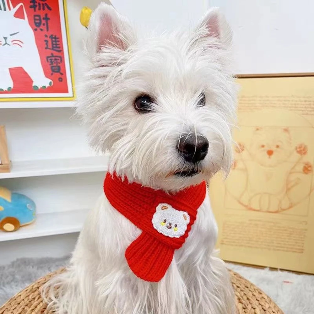 Bufanda cálida de invierno para cachorros, perros y gatos, bonitos accesorios navideños para mascotas para perros pequeños y medianos, bufandas Yorkshire, productos para mascotas - imagen 4