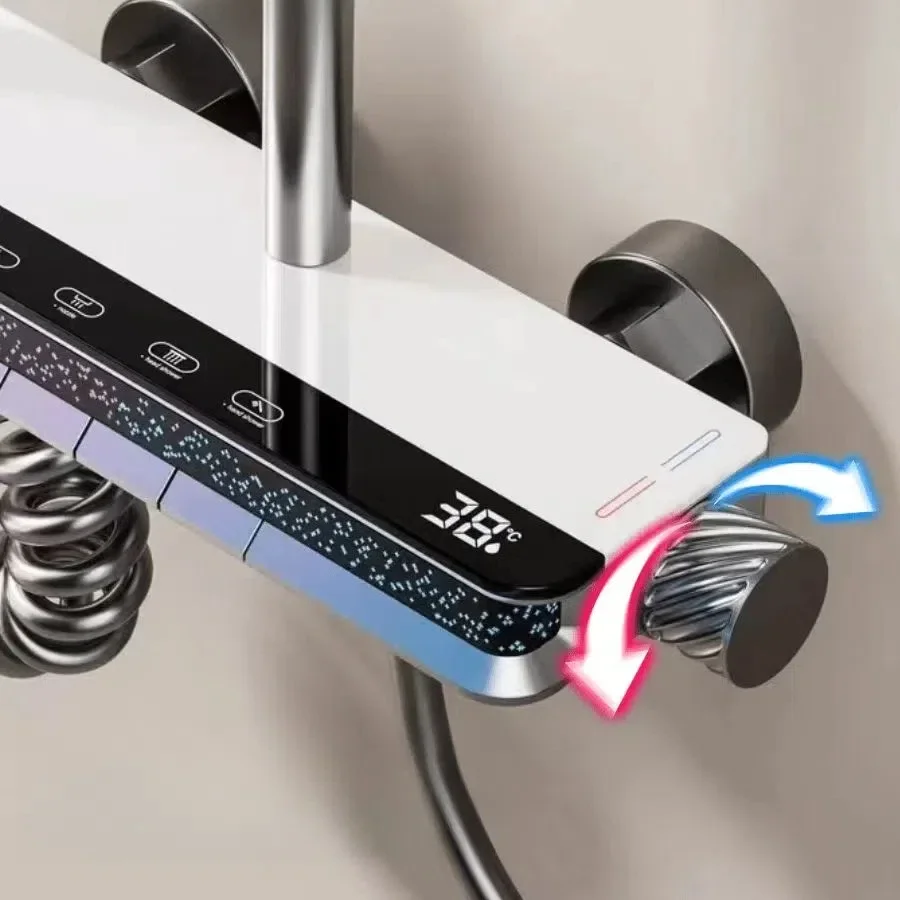 Juego de cabezales de ducha de baño con luces de estrellas completas, espejo de latón, Control de temperatura, grifo de bañera, pantalla Digital, ducha de agua - imagen 2