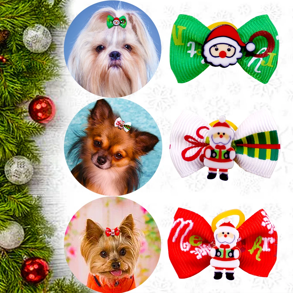 Lazos Navideños Pelo Perros Gatos Bandas Goma Pequeños - imagen 4
