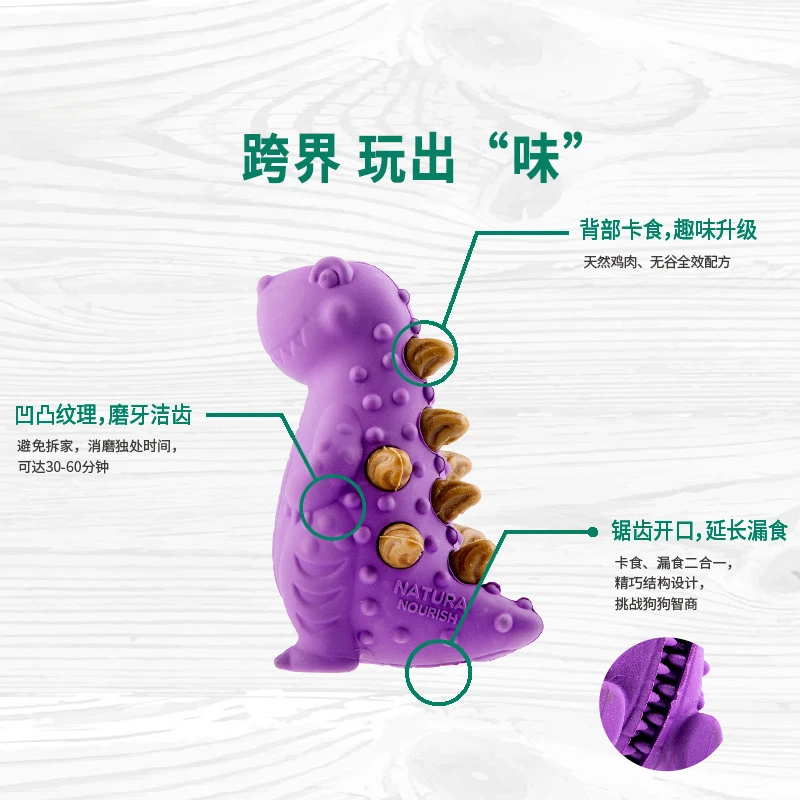 Tyrannosaurus Rex Snack Dog para aliviar el aburrimiento, limpieza de dientes molares, dinosaurio, perro pequeño, mediano y grande, pelota de comida con fugas, juguete