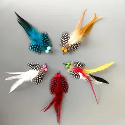 Insectos artificiales para gatos, palo de provocación, juguete para cambiar la cabeza, alas de plumas para mascotas, juguetes