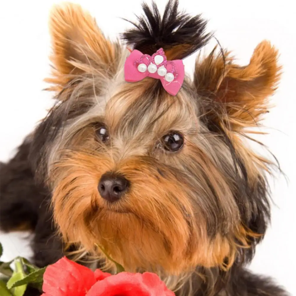 Cintas para el pelo de 7 piezas para mascotas, decoración de perlas Fuax, accesorios para el pelo de mascotas, accesorio para el pelo con lazo para perros - imagen 3