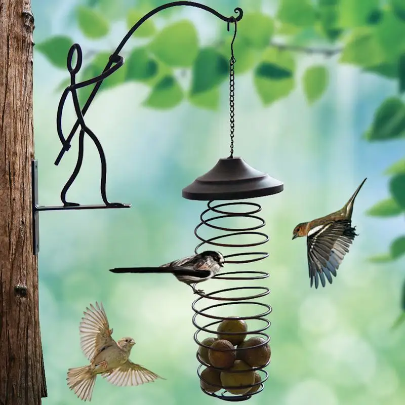 Comederos para pájaros para exteriores, alimentador de colibrí decorativo multifuncional, diseño de resorte de Metal resistente, decoración de jardín - imagen 4
