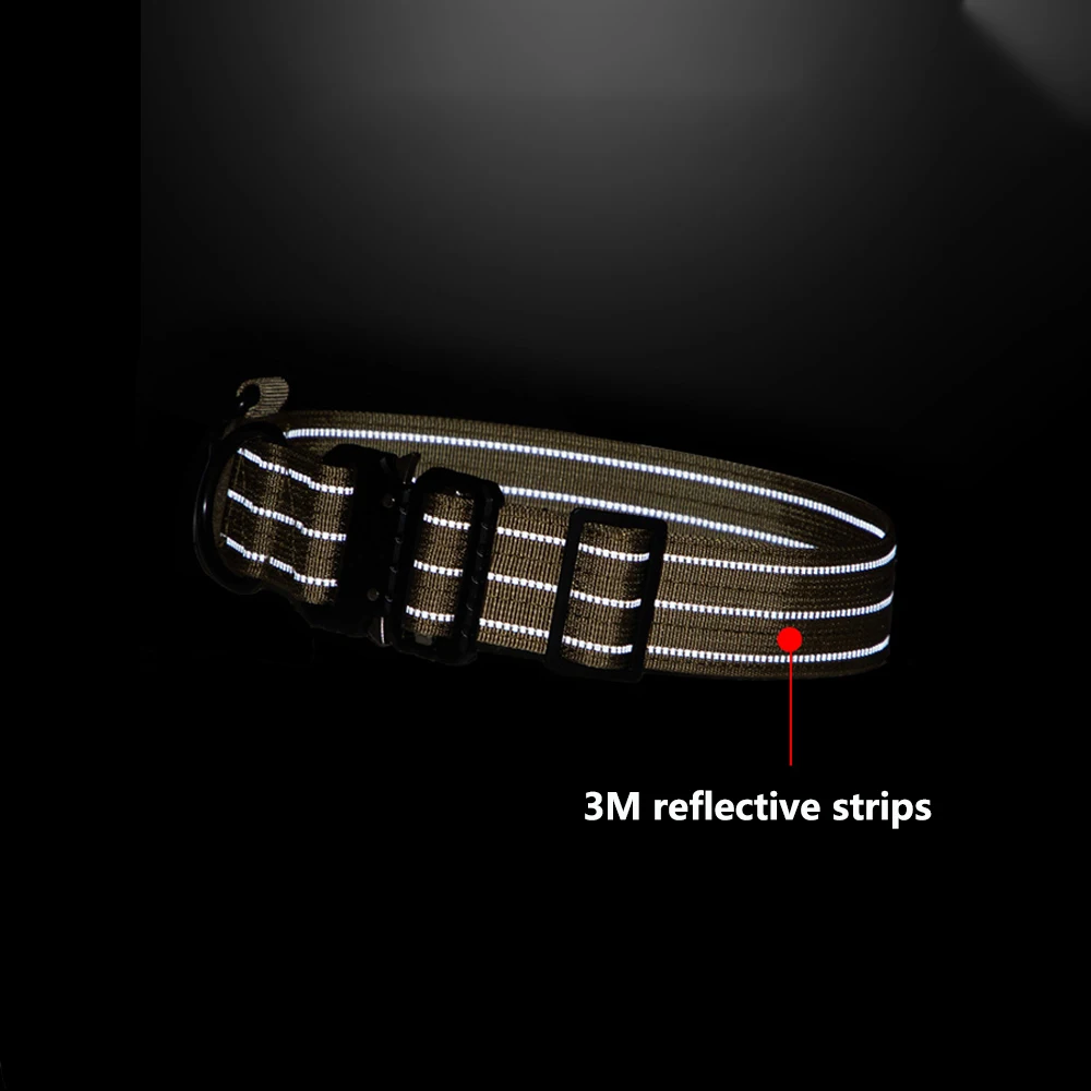 Collar reflectante para perros de alta resistencia, Collar de entrenamiento clásico ajustable, tiras reflectantes de seguridad nocturna para perros medianos y grandes