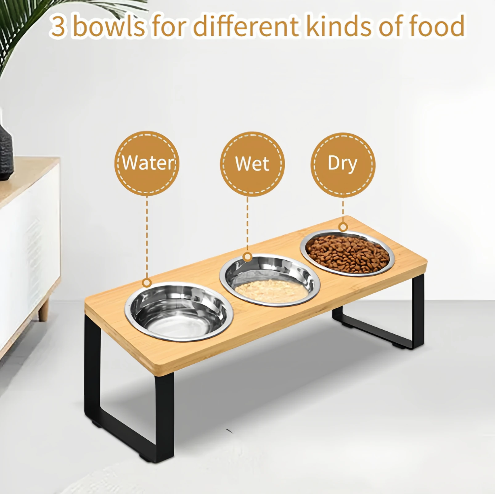Comedero para mascotas de interior, cuenco elevado para gatos, cuenco doble para suelo, alimentador para gatos 15, 1 ud. ° Utensilios portátiles para mascotas con estante para cuencos para perros con elevación inclinable - imagen 4
