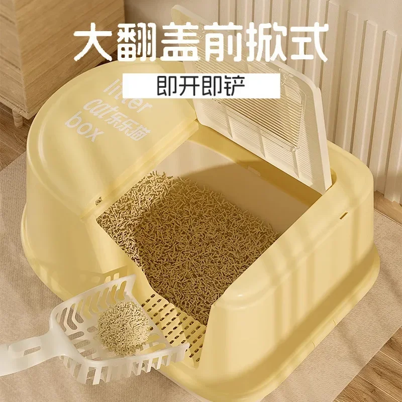 Caja de arena para gatos grande, cerrada, antiolor y antisalpicaduras - imagen 3