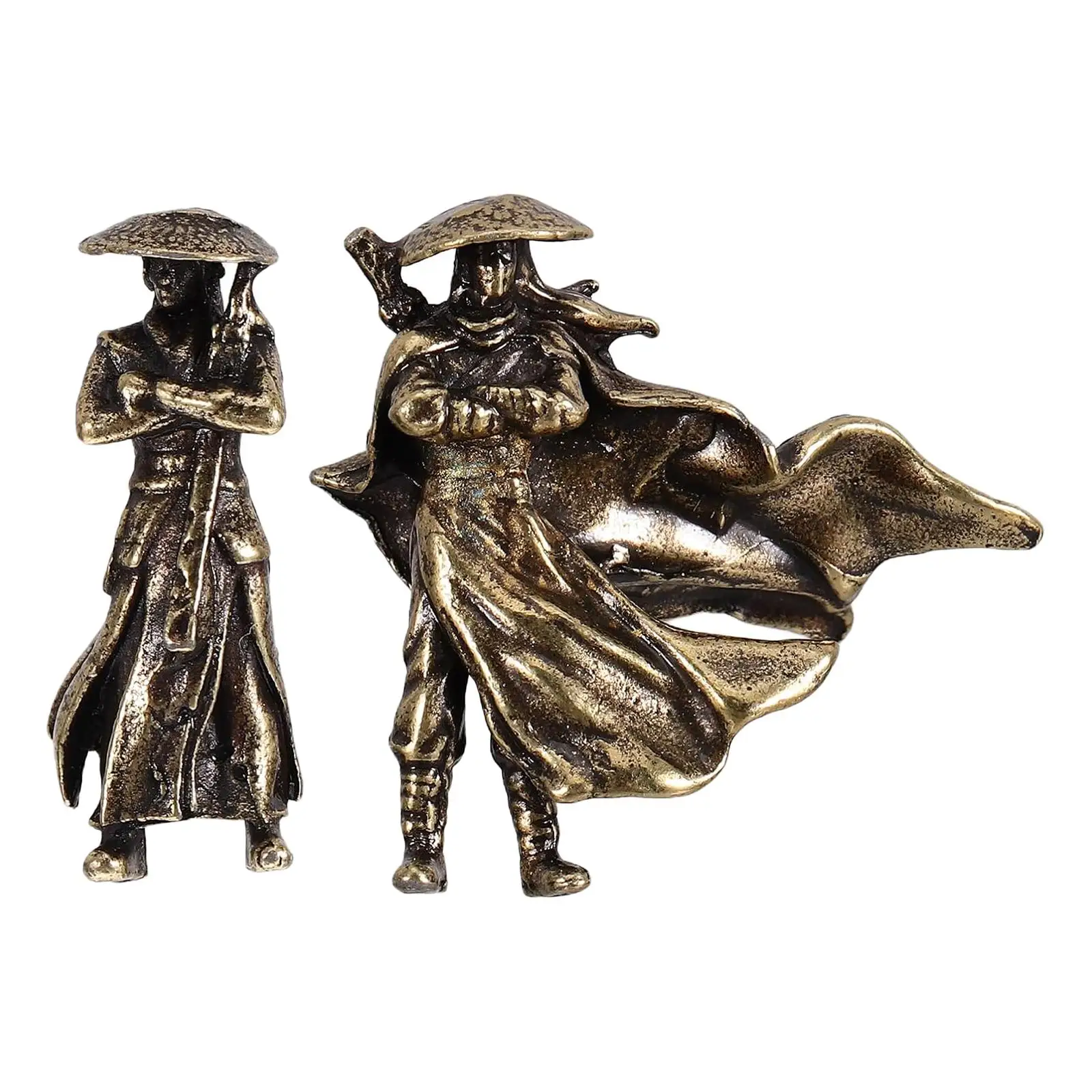 Mini People Figurines Alloy Kung Fu Statues Vintage Landscape Ornaments Chinese Garden Decoration for Home Tabletop Bonsai