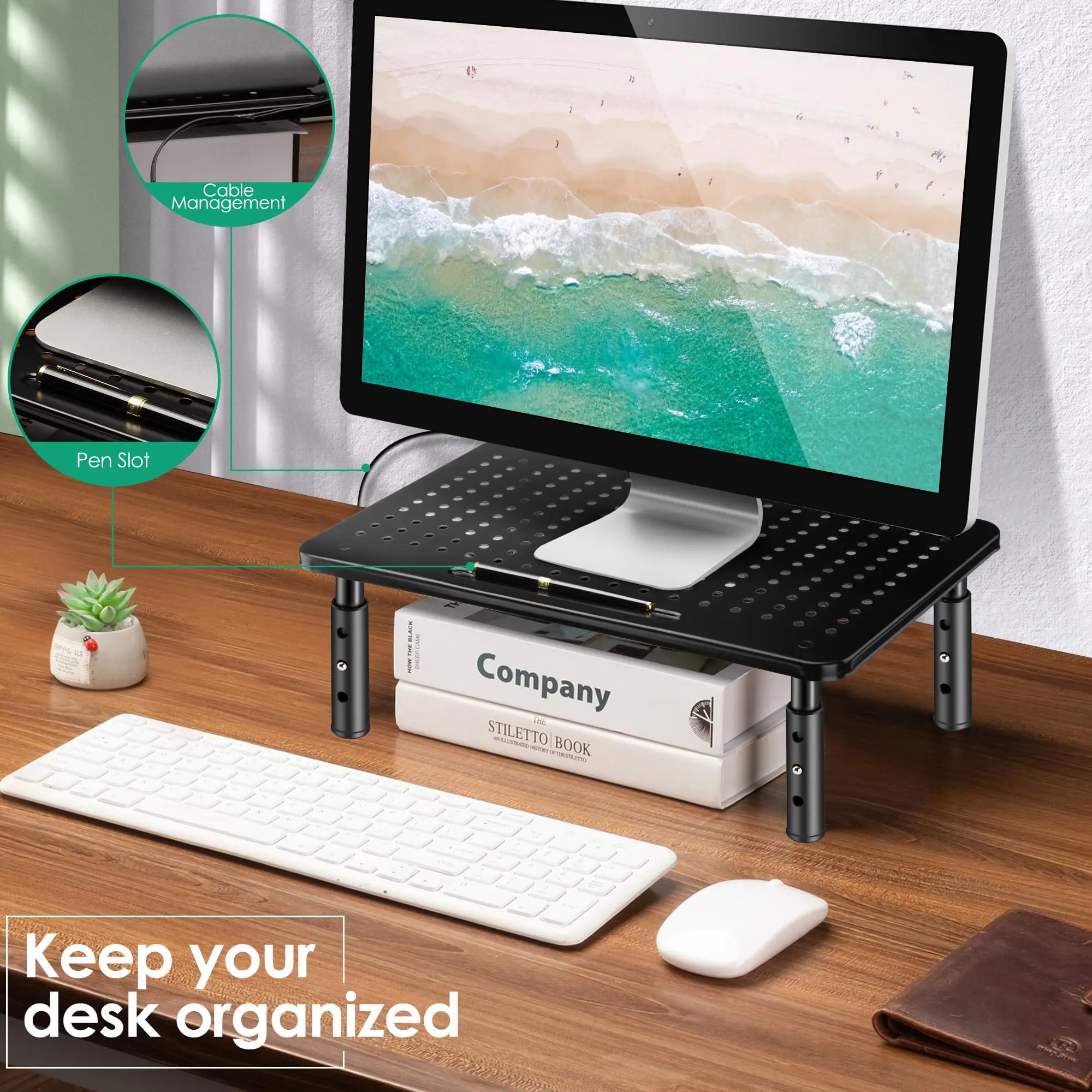 Soporte ajustable para Monitor de escritorio, soporte para pantalla de PC, soporte de exhibición para ordenador de escritorio para trabajo de oficina, Monitor de ordenador Heighteni