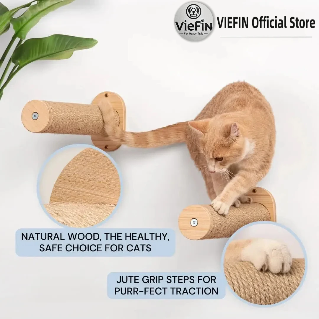 Estantes de pared para gatos con hamaca y escalones, percha montada y cama para gatitos, estantes de escalada para gatos, muebles de madera maciza para uso en interiores