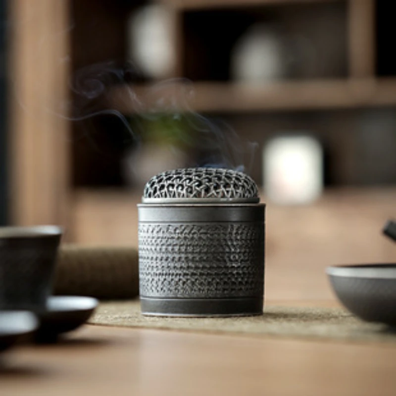 Urna de cerámica negra para mascotas, patrón creativo, urnas únicas para mascotas, cremación, supervivencia a su mascota, adecuada para perros, gatos, almacenamiento gris Ta - imagen 5