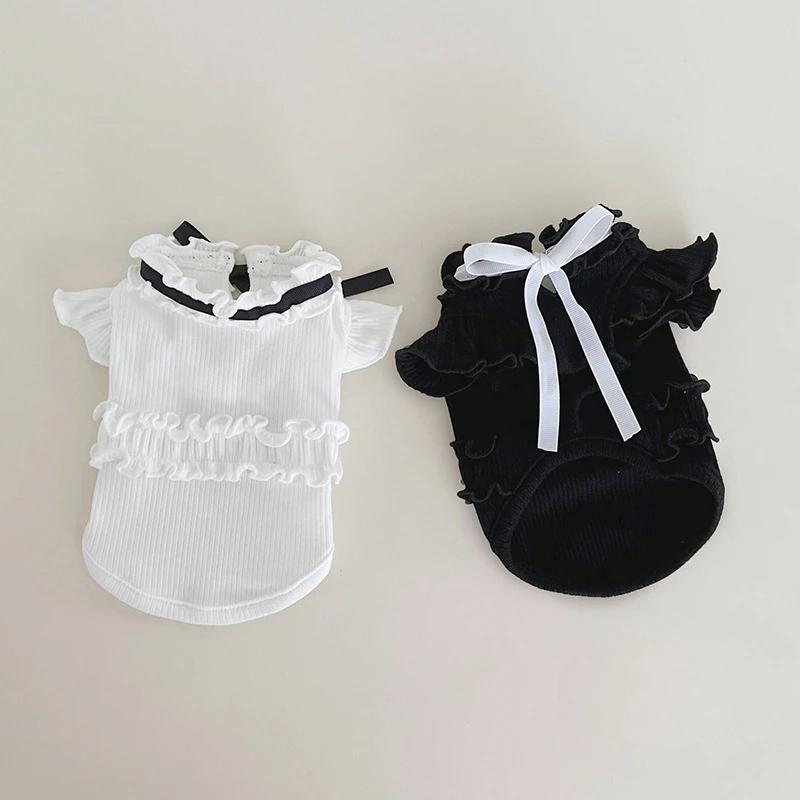 Pet primavera y otoño invierno Base camisa Collar Correa versátil manga voladora Base camisa perro camiseta sin mangas ropa para perros pequeños