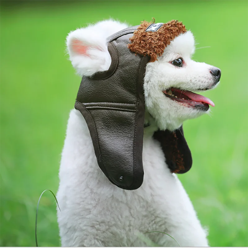 Sombrero de aviador para perros y mascotas, gorro de aviador para cachorros, estilo Retro Europeo Americano, moda para mantener el calor, cómodo y guapo, Otoño e Invierno - imagen 5