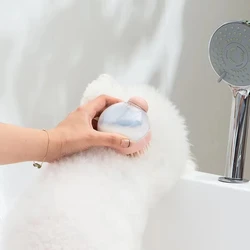 Cepillo de baño para mascotas, silicona suave con dispensador de champú, masaje suave para el cuidado y limpiar la piel y el cabello, 1 ud.