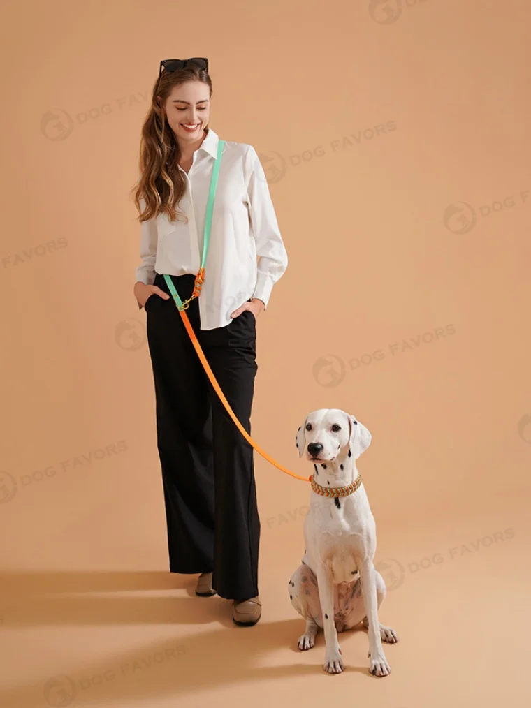 Collar de cuero tejido a mano para mascotas, conjunto de correa, Collar de perro tejido a rayas multicolor, collares trenzados suaves y ajustables para perros - imagen 2