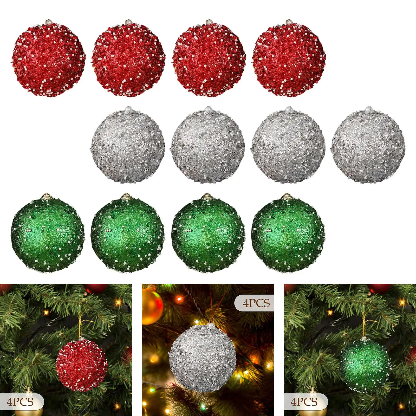 Adornos de bolas de Navidad de 4 piezas, práctico y práctico árbol de Navidad - imagen 4