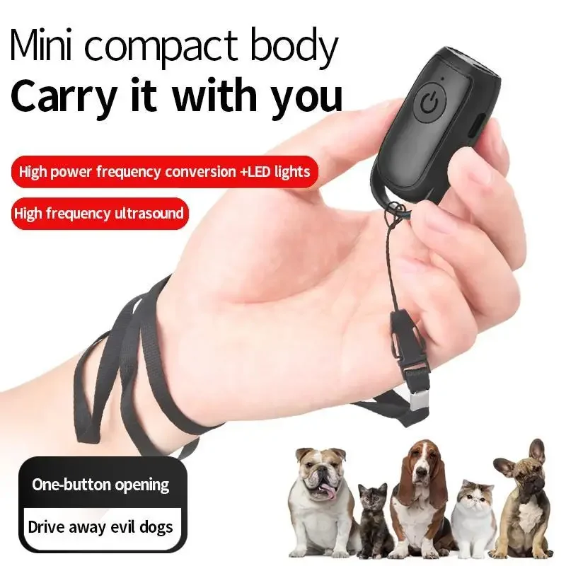 Repelente ultrasónico portátil para perros, dispositivo de entrenamiento de larga distancia, recargable por USB, con LED, defensa al aire libre, antibarkin - imagen 3