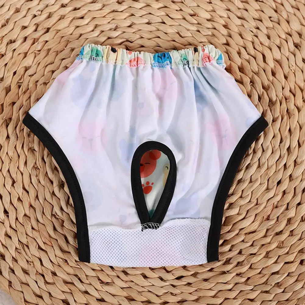 Pantalón Menstrual para perros, pañales sanitarios para perros, pantalones cortos, bragas fisiológicas elásticas, ropa interior transpirable con patrón de dibujos animados para cachorros - imagen 3