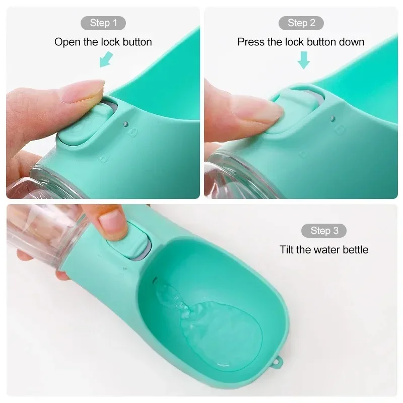Botella de agua portátil para perros pequeños y grandes, cuenco para caminar al aire libre, botella de agua de viaje para cachorros, suministros para cuencos para beber para gatos - imagen 3