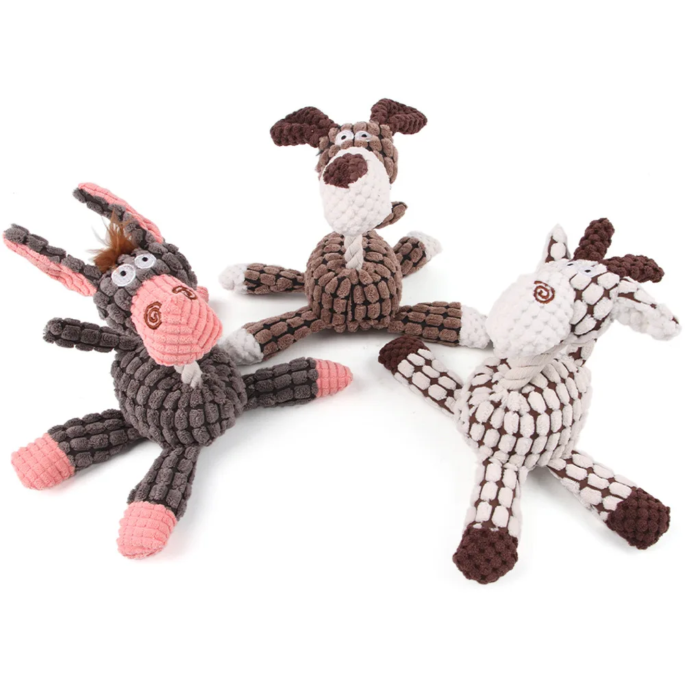 Cuerda de algodón para mascotas, juguete de peluche de burro, limpieza de dientes, granos de maíz, sonido interactivo, entrenamiento, juguete para perros - imagen 5