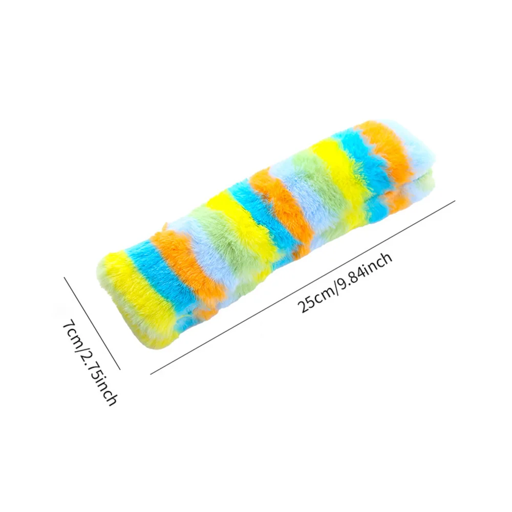 Almohada de juguete larga de felpa de arcoíris para gatos, con hierba gatera y papel arrugado, juguete interactivo de juego automático para aliviar el aburrimiento del gatito - imagen 5