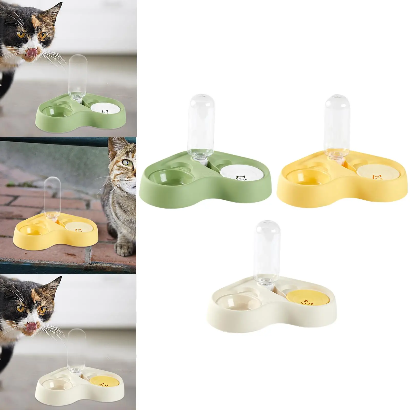 Pet Water and Food Bowl Set Double Cat Dog Bowls for Small or Medium Dogs