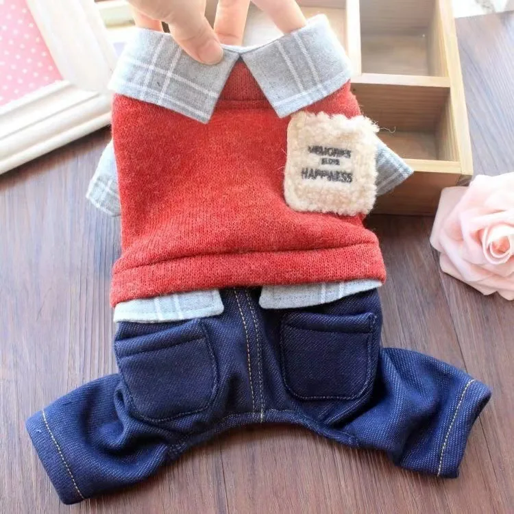 Ropa para perros y cachorros, ropa de otoño e invierno para perros pequeños de Pomerania, ropa de cuatro patas para cachorros, informal, gruesa y cálida - imagen 3