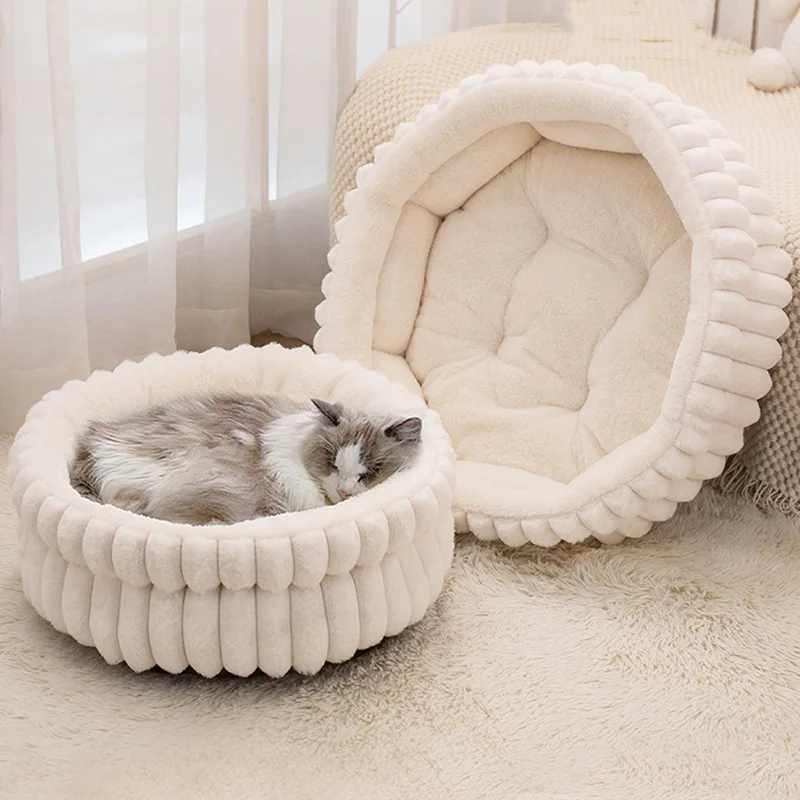 Cama para gatos de 40/50/60cm, estera para dormir cálida para perros, cama redonda para mascotas para gatos, perros pequeños y medianos, cama acogedora para dormir para cachorros, suministros para mascotas - imagen 3