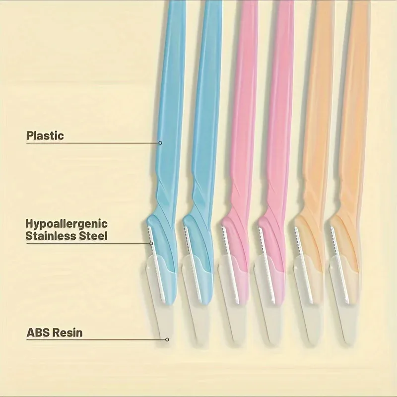 Juego de maquinilla de afeitar para cejas con tapas de seguridad, recortador de vello facial de acero inoxidable, Ideal para el cuidado corporal y facial, 3/5/6 Uds. - imagen 2
