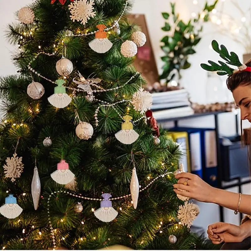 Kit de gnomos de macramé de Navidad, manualidades artísticas para árbol de Navidad, espejos de coche, puertas, ambiente navideño - imagen 2