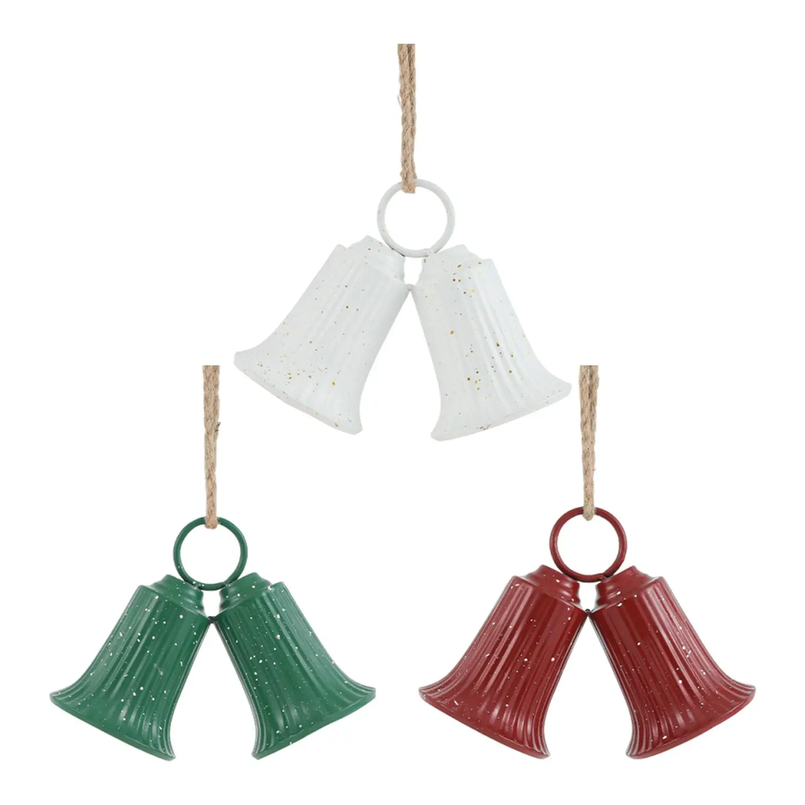 Christmas Tree Bell Hanging Decoration Iron Bells Ornament Jute Rope Decoration