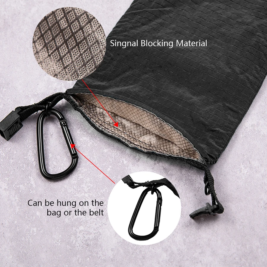 Fundas con bloqueo RFID, bolsa enrollable Faraday, billetera oculta de viaje antirrobo para teléfono, efectivo, tarjetas y llaves