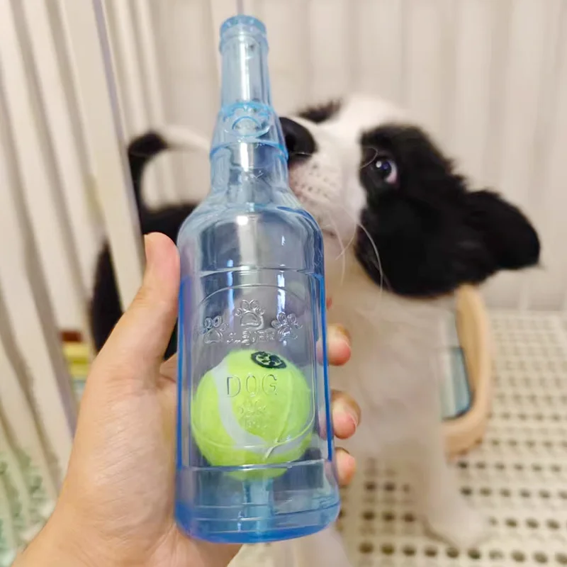 Juguete masticable para perros - botella cerveza TPR con pelota - imagen 5